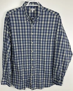 Peter Millar Long Sleeve Button Shirt Check XXL Blue Nylon Blend - Picture 1 of 6