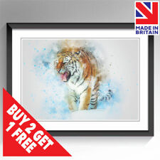 Wild Tiger Poster Print Widlife Animal Wall Art Framed & Unframed A3 A4 A5 Size
