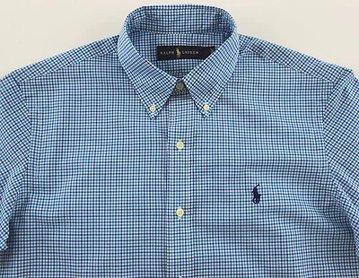 Men's RALPH LAUREN Blue Aqua White Plaid Shirt Large L NWT NEW Blue Pony - Image 1 of 4