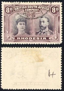 Rhodesia SG185a 8d púrpura gris-negro y púrpura oscuro profundo Perf 13,5 Cat 475 - Imagen 1 de 1