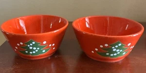 Waechtersbach CHRISTMAS TREE Coupe Soup Cereal Bowl 5" Red Germany Pair (2) NOS - Picture 1 of 11