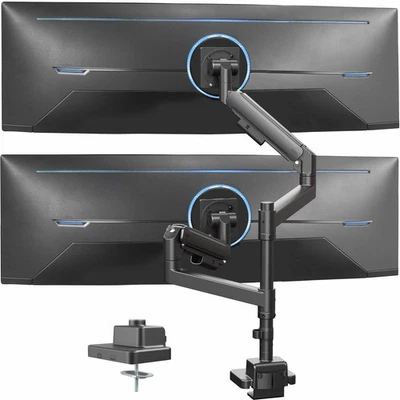 VIVO Pneumatic Dual Ultrawide Computer Monitor Desk Mount with Extension Pole - Image 1 of 4