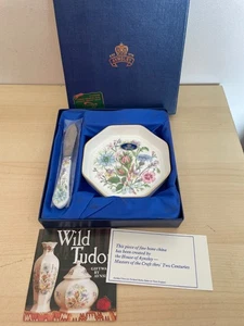 Vintage Aynsley  Wild Tudor  Butter Dish & Knife - Fine English Bone China BNIB - Picture 1 of 7