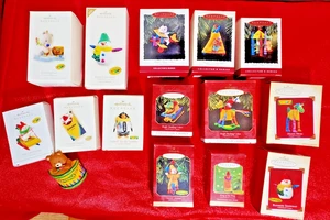 Lote de adornos navideños crayón crayón sello vintage conjunto color trineo brillante - Imagen 1 de 6