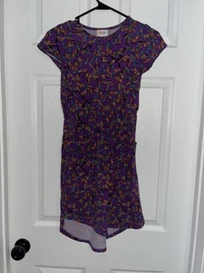 LulaRoe Purple with Feathers Girls Dress Size 12 (R66) - Picture 1 of 8