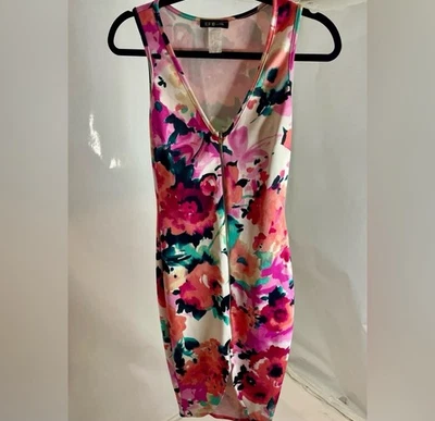 Top 10 Shift Dress Size Small Floral Tropical Print  Sleeveless zip Front - Image 1 of 3