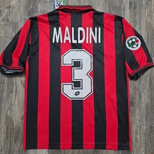 Camiseta de fútbol local Lotto AC Milan 1998 Paolo Maldini para hombre S Italia Calcio - Imagen 1 de 8