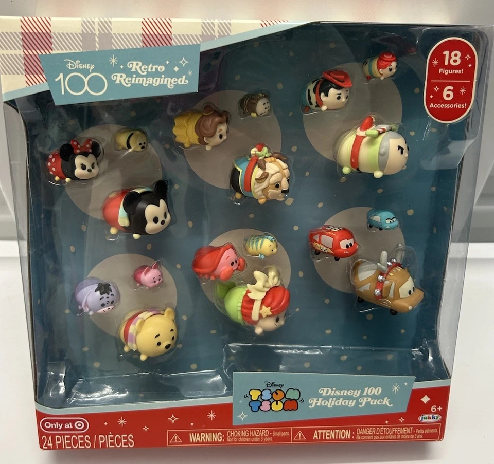 Disney 100 Retro Reimagined 18 Fig Tsum Tsum Holiday Pack 2023 Target Exclusive - Image 1 of 4
