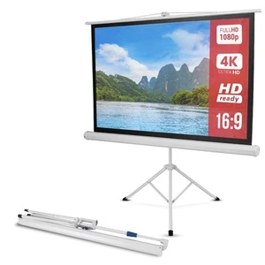 50 Inch Portable Projector Screen Tripod Stand Vivid 4K Home Theater Display - Picture 1 of 6
