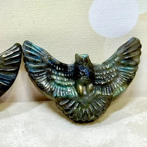 Labradorit Eule Kristall Schnitzerei - natürlicher Edelstein geschnitzter Cabochon 2 Zoll - Bild 1 von 4