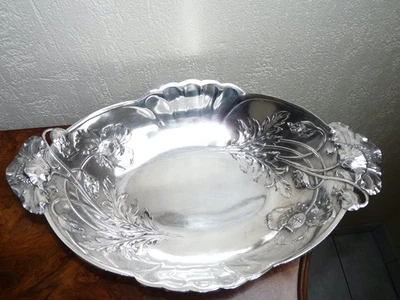 Coupe métal argenté décor floral végétal signée Christofle Gallia Art Nouveau - Photo 1/4