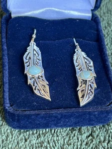 Pendientes colgantes de plumas de plata Montana Plaversmiths con turquesa boho occidental - Imagen 1 de 6