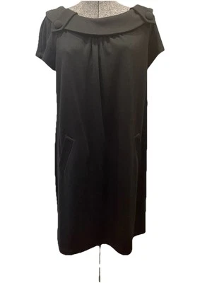 MUSE Size 12 All Black Knit Vintage Inspired Dress-Ladies-collared NWT Shift - Image 1 of 4