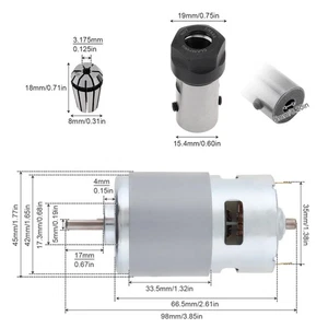 12-24V High Power 775 Spindle Motor Kit for CNC Router Machine w/5mmER11 Collet - Picture 1 of 12