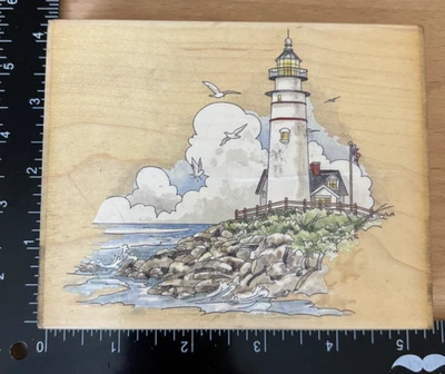 Sello Happen madera sello de goma #80158 faro Foto 1 de 4