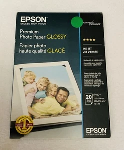 20 Sheets - EPSON Premium Photo Paper - GLOSSY - 5x7 Inches - UNOPENED - Picture 1 of 5