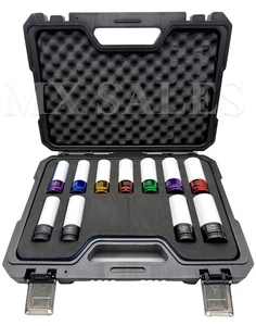 11Pc 1/2 Drive MM SAE Alloy Wheel Nut Protector Impact Thin Wall Socket Set - Picture 1 of 5