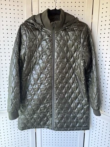 Christopher & Banks Women’s M Green Hooded Packable Lightweight Puffer Jacket - Picture 1 of 9
