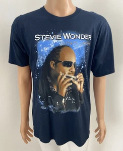 Gildan L Navy Cotton tShirt w Stevie Wonder Spring Night 2008 Tour Art Music Tee - Picture 1 of 13