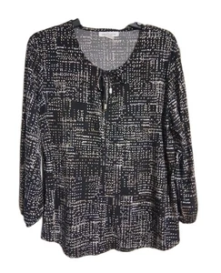 Camicetta donna Liz Claiborne manica 3/4 nera maculata taglia L - Foto 1 di 4