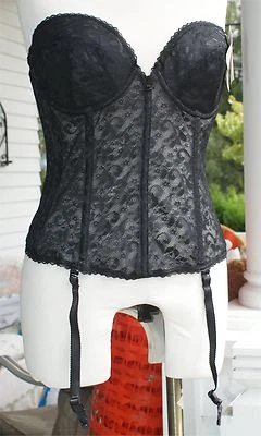 NUEVO CON ETIQUETAS SUJETADOR BUSTIER CARNAVAL LIGA ENCAJE NEGRO TALLA 38 C BAILARINA  Foto 1 de 2