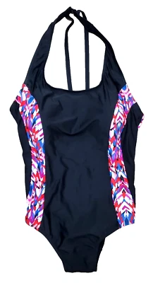 Traje de baño Catalina espalda corredora negro rosa azul paneles geométricos 3X tiras nuevo sin etiquetas Foto 1 de 4