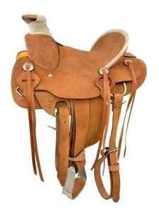 Youth Wade Style Rough Out Western Saddle with Rawhide Accents 13" NEW - Picture 1 of 2