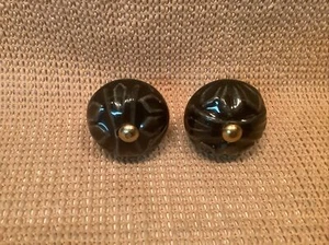 Drawer Cupboard Knobs Black Ceramic Decorative Sunburst Brass Fittings Heavy - Picture 1 of 7