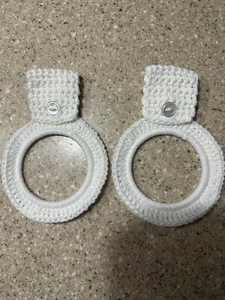 2 White Towel Ring Holders Hand Crocheted - Picture 1 of 2