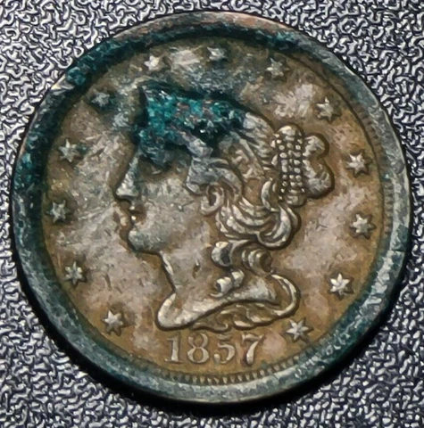 1857 1/2C Braided Hair Half Cent Key Date Low Mintage 35,180 Cover