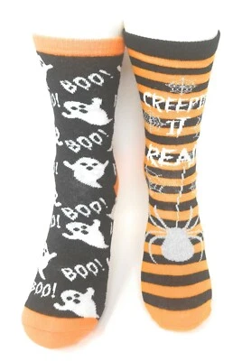 Calcetines de Halloween para niños naranja negro fantasmas espeluznantes patrón de araña zapato talla 4-10,5 Foto 1 de 4