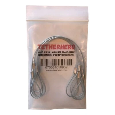 TetherHero.com Cable Tether 4 Pack - Adjustable, Pre-Assembled - Image 1 of 4