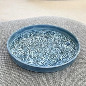 Rundes Dekotablett für Couchtisch BLAU Wohndeko Accessoires Kerzenteller - Bild 1 von 8