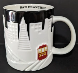 Starbucks San Francisco City Relief Coffee Mug Collectible Red Cable Car 2012 - Picture 1 of 3