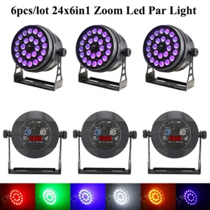 6pcs Zoom 24x6IN1 RGBWA UV LED Par Light 15-60 degree 11CH Powercon DJ Par Light - Picture 1 of 12