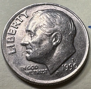 1990 P Roosevelt Dime 10C 7600N - Picture 1 of 3