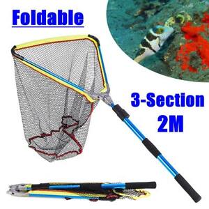 Large Folding Fishing Net Triangular Landing Net Aluminum Alloy Telescoping Pole