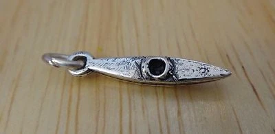 Sterling Silver Small 19x3mm White Water Boat Kayak Charm - Image 1 of 3