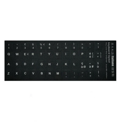 STICKER KIT ADESIVI TASTIERA ITALIANA NOTEBOOK STICK NERO NERI - Immagine 1 di 4