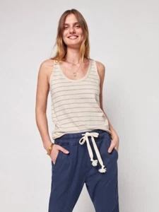 Faherty Tan Cotton/Linen Azure Stripe Whisper Tank, Size XL NWT! $68 - Picture 1 of 6
