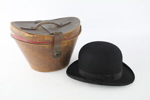 Vintage Leather Hat Box w/ G.A. Dunn Lightweight Bowler Hat