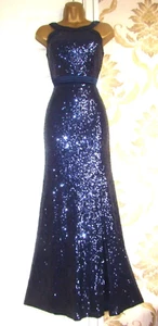 Quiz Size 16-18 Navy Blue Sequin Maxi Evening Party Prom Cruise Ball Gown Dress - Picture 1 of 6