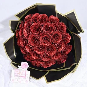 Glitter Roses Bouquet DIY Fake Glitter Flowers Bouquet Everlasting Shiny Arti... - Picture 1 of 7