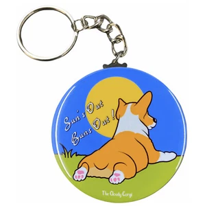 Corgi Cartoon Keychain Suns Out Buns Out Key Ring Gift and Accessories - Picture 1 of 12
