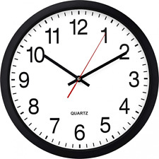 Bernhard Products Black Wall Clock, Silent Non Ticking - 16 Inch 16 