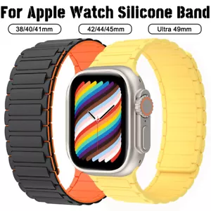For Apple Watch Ultra 2 10 9 8 7 6 5 38-49MM Magnetic Sports Band Silicone Strap - Picture 1 of 32