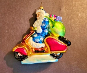 Christopher Radko SANTA on Motor Scooter Christmas Ornament NIB - Picture 1 of 3
