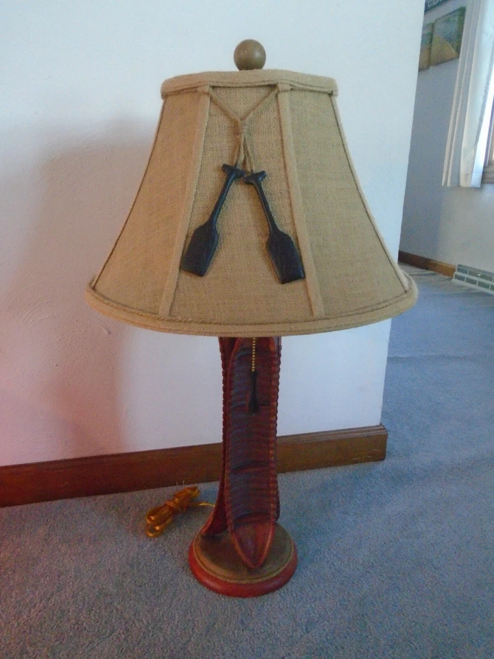 Vintage Verandah Canoe Table Lamp 31" Cabin Lake house Cottage Fishing Decor - Image 1 of 4