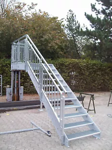 Stahl Podest Treppe Aussentreppe Bauhöhe 2,0m Gartentreppe Fluchtreppe - Bild 1 von 11