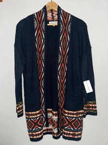 149€ NEU! Neu mit Etikett Lucky Brand Strick Azteken Cardigan Pullover dunkelblau Größe M - Bild 1 von 2